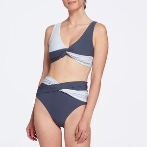 Women's Colorblock Twist Front Swimtop and High Rise Twist Bikini Bottoms